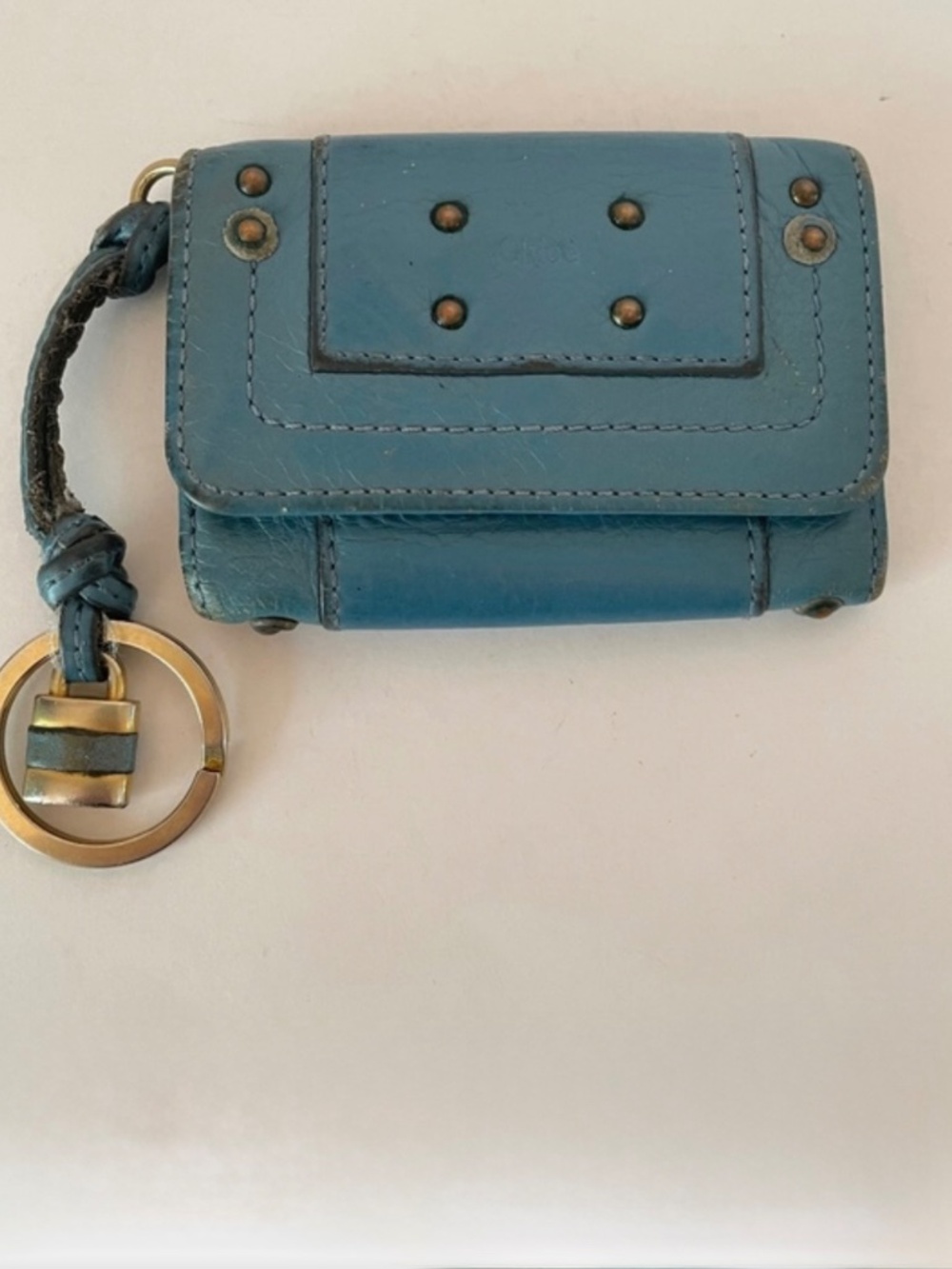 Chloe Paddington 6 Key Holder Card Case Blue leather